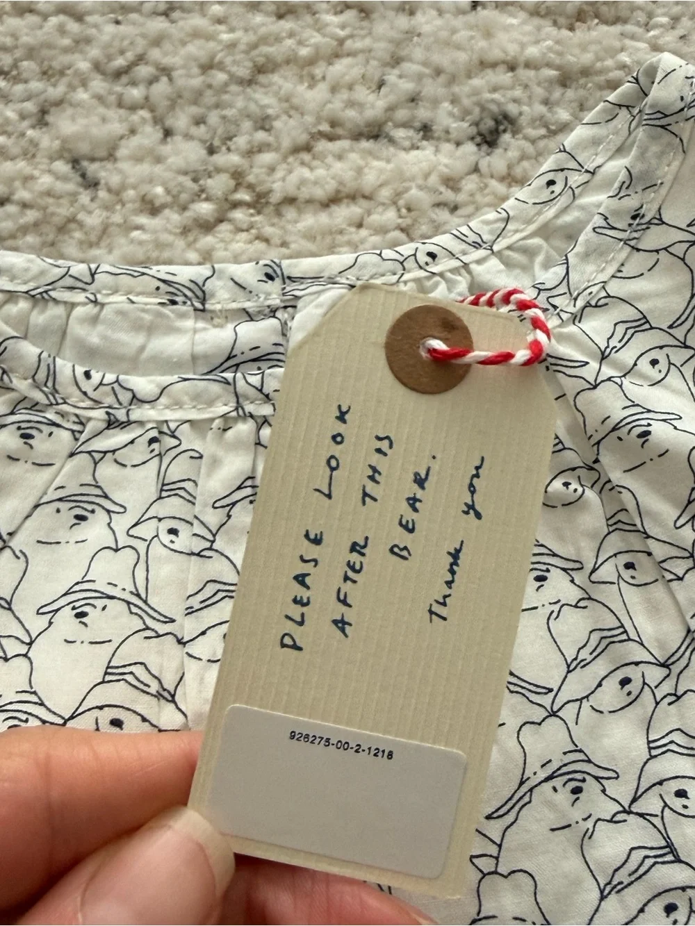 NWT Baby Gap Paddington Bear Blouse Top 12-18 Months White 100% Cotton Rare